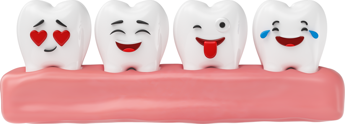 Cheerful laughing teeth in cartoon 3d render